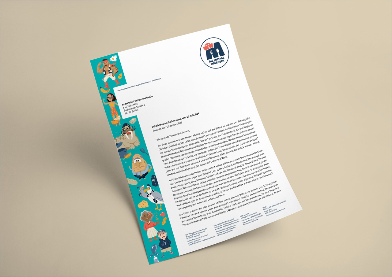 Briefbogen für die Mittagsmatrosen GmbH