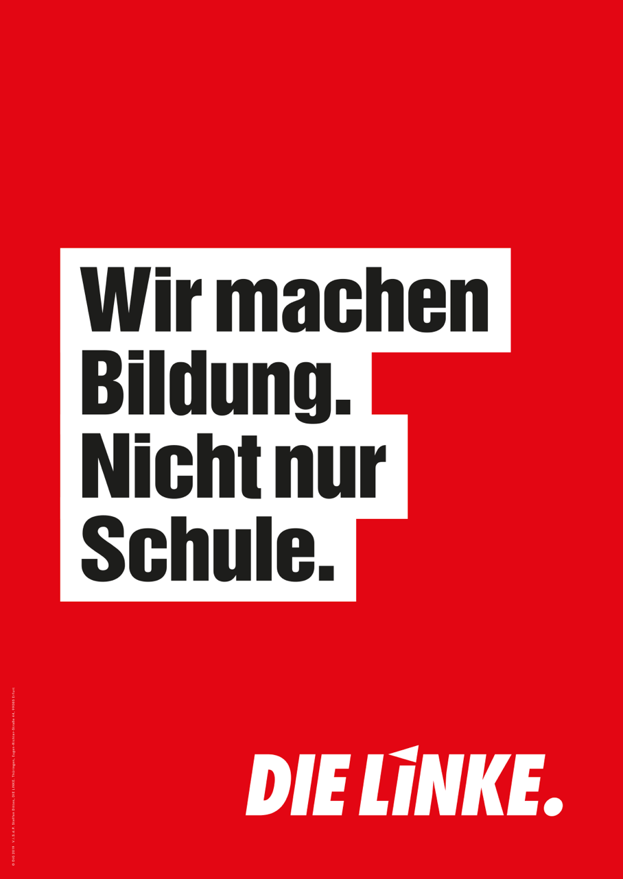 Drei Plakate mit Wahlkampfthemen der Partei die Linke.